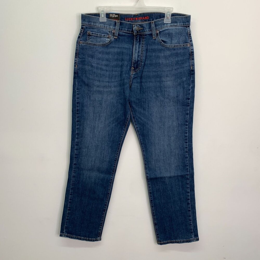Lucky Brand Men's 410 Athletic Straight Jeans 32W x 30L Blue Wash Stretch Denim